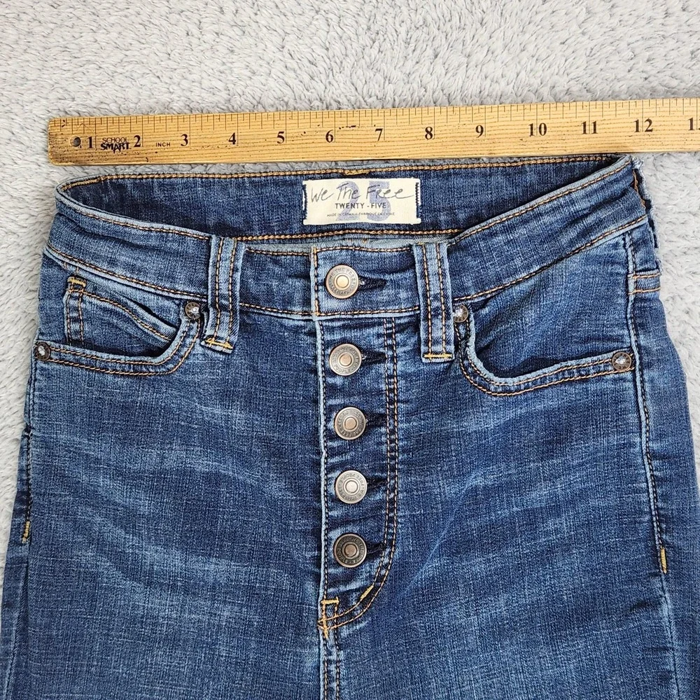 We The Free Jeans Womens 25 Medium Wash High Rise Flare Bell Bottom Button Fly - Picture 4 of 16